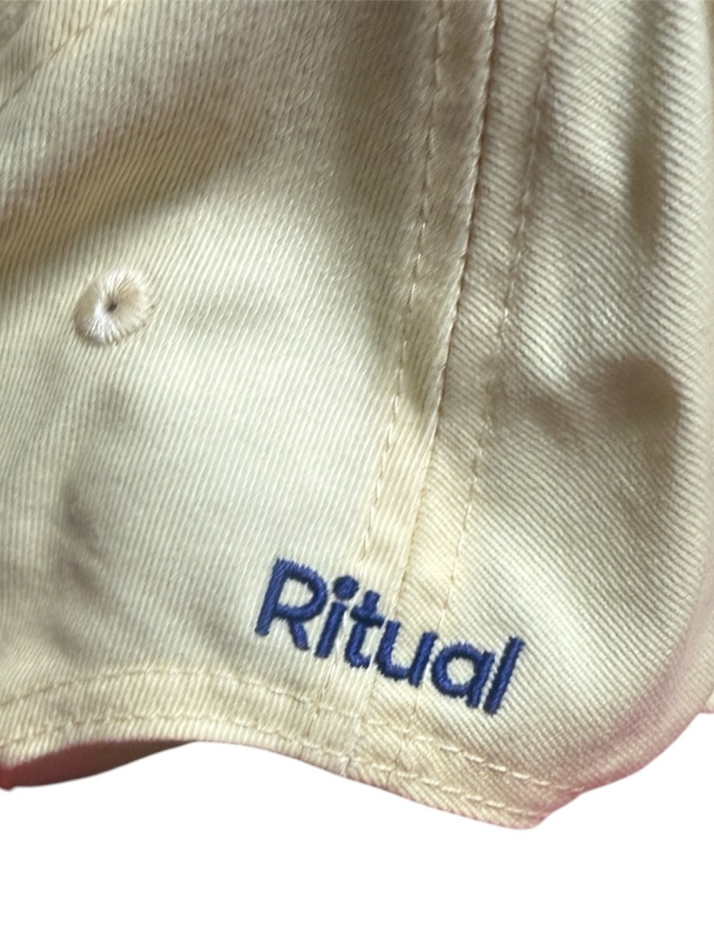 Ritual Embroidered Butter Yellow Cotton Dad Hat Cap Adjustable - Picture 2 of 3